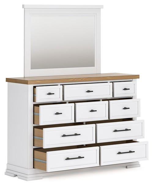 Ashbryn - Dresser And Mirror - White / Natural