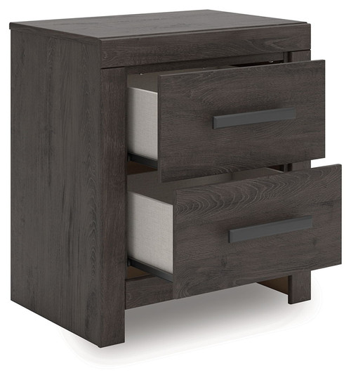 Prendonea - Two Drawer Night Stand - Charcoal