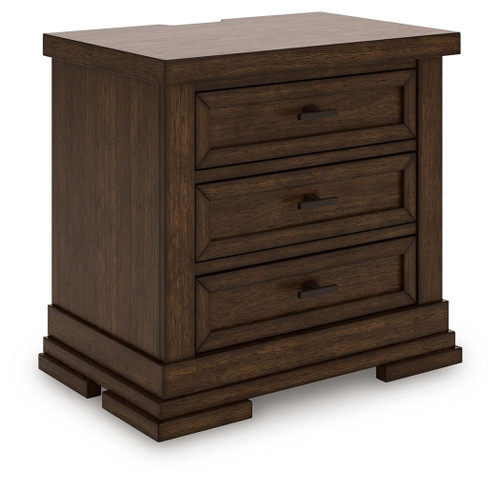 Taffenbrook - Three Drawer Night Stand - Medium Brown