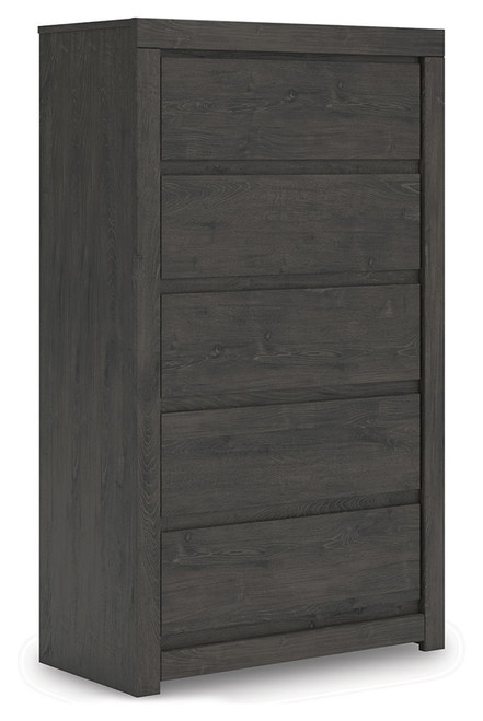 Fraluna - Five Drawer Chest - Charcoal
