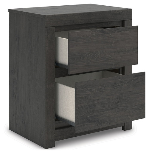 Fraluna - Two Drawer Night Stand - Charcoal