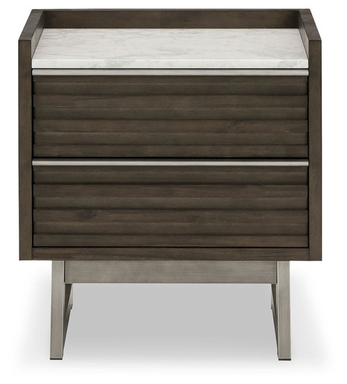 Arkenton - Two Drawer Night Stand - Grayish Brown / White