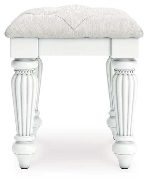 Kozlani - Vanity Upholstered Stool - White