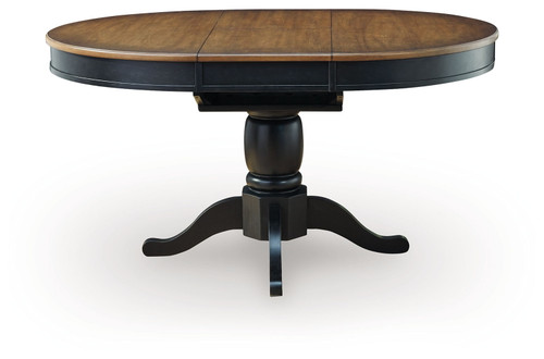 Clorazi - Oval Dining Room Butterfly Extension Table - Black / Brown