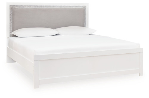 Maeling - King Upholstered Panel Bed - White