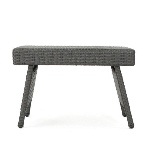 Outdoor Wicker Table With Rectangular Tabletop - Gray