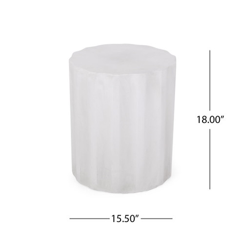 Outdoor End Table With Soft Wave Edge - Antique White