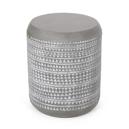 Outdoor Side Table With Cylindrical Shape - White