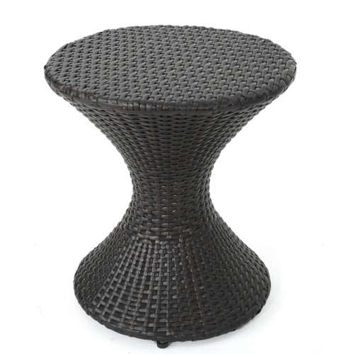 Highest Quality Wicker Hourglass Shaped Side Table - Brown Multi