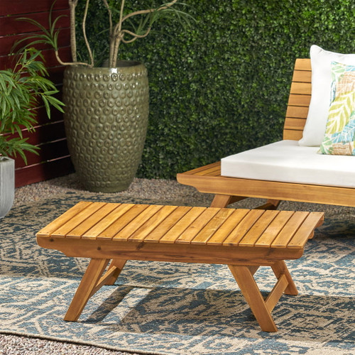 Outdoor Acacia Wood Coffee Table With Open Slat Design