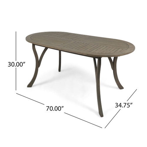 Outdoor Table With Smooth Lines, Slat Top