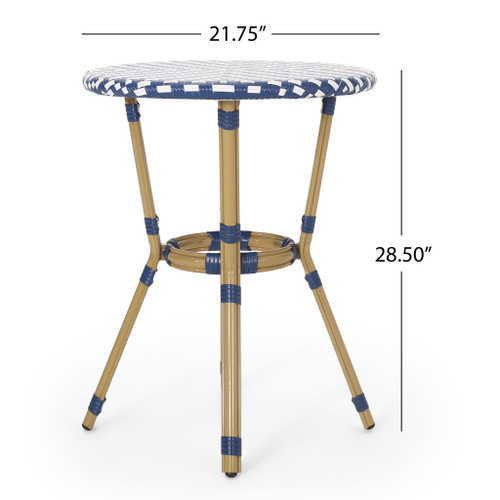 French Bistro Table Outdoor Elegance - White / Blue