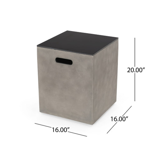 Modern Design Mgo Tank Holder Side Table With Ceramic Top - Black / Gray