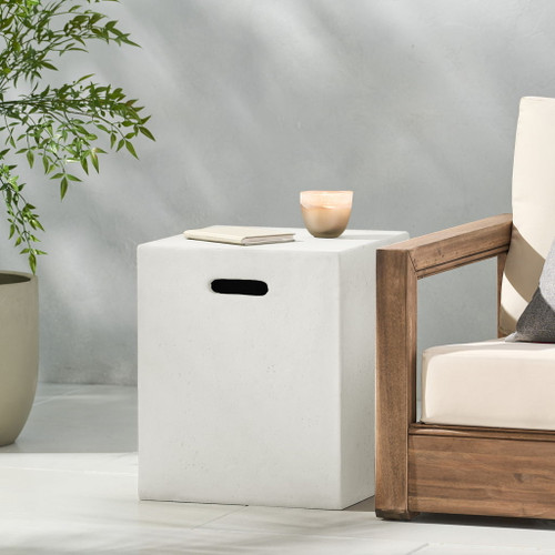 Modern Tank Holder Side Table With Smooth Concrete Surface