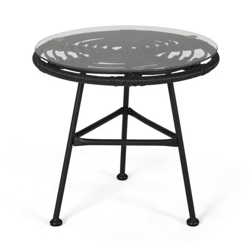 Petrichor - Outdoor Side Table With Tempered Glass And Steel Frame