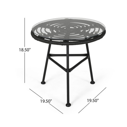 Petrichor - Outdoor Side Table With Tempered Glass And Steel Frame