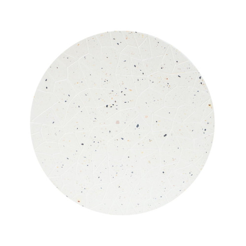 Outdoor Terrazzo Concrete Drum End Table, Living Room Accent Table - White Terrazzo