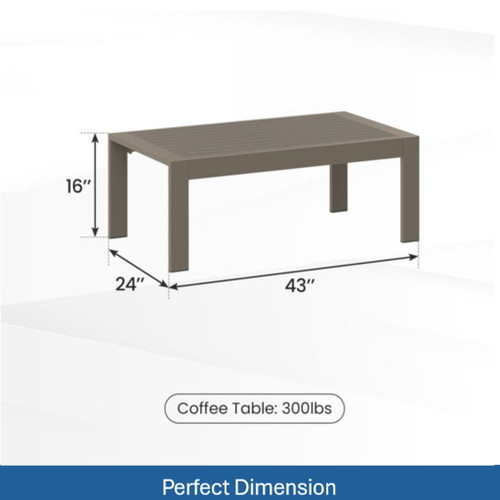 All-Weather Outdoor Coffee Table With Wood-Look Top
