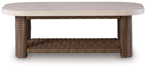 Dolan Creek - Rectangular Cocktail Table - Beige / Brown