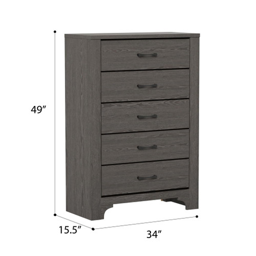 5 Drawer Dresser - Gray / Brown