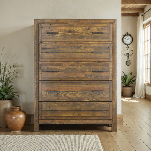 5 Drawer Chest With - Brown