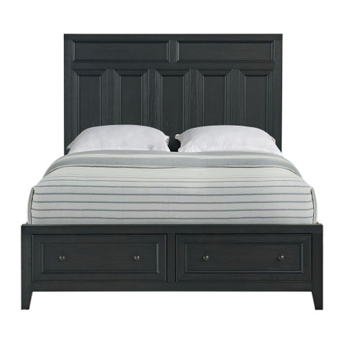 Storage Bed With Panel Headboard And Spacious Footboard Drawers