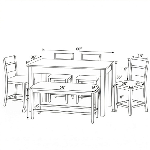 6 Piece Gathering Dining Set