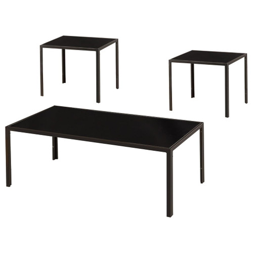 3 Piece Occasional Set With Glass Design - Black