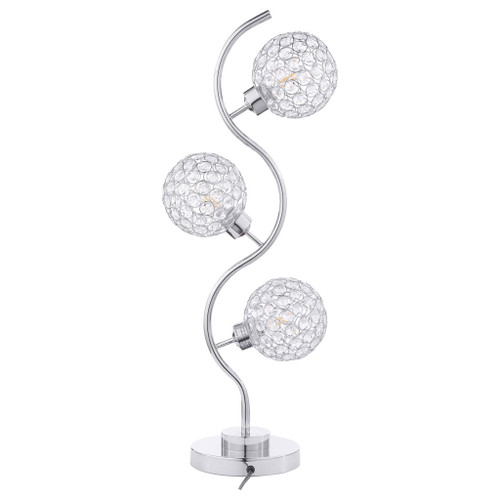 Vandy - 3 Light Curvy Table Lamp With Orb Shades - Chrome
