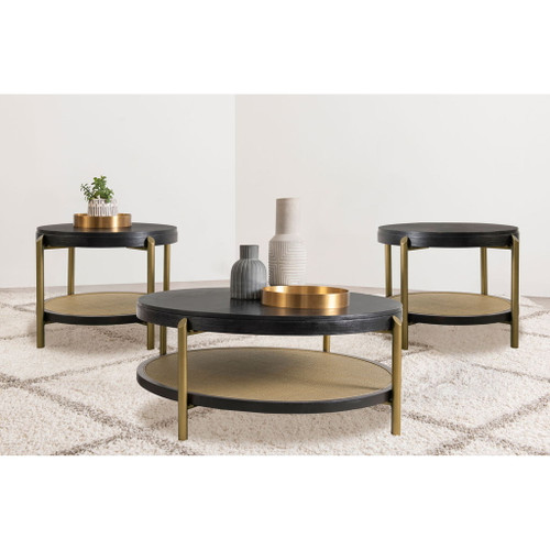 Benson - 3 Piece Round Coffee And End Table Set - Black