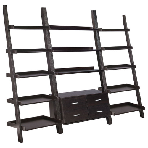 Blackburn - 3 Piece Ladder Bookshelf Set With Modular Design - Cappuccino