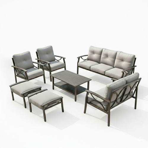 Patio Furniture Set With Coffee Table And Cushions For Backyard