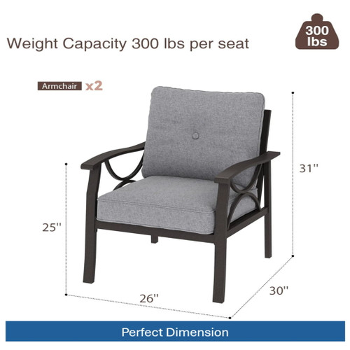 Patio Furniture Set With Coffee Table And Cushions For Backyard