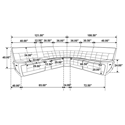 Hayden - Dual Power Reclining Sectional Sofa - Black