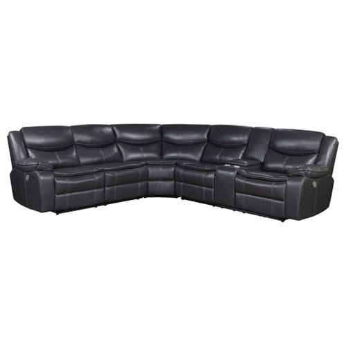 Salerno - Upholstered Power Reclining Sectional Sofa - Dark Gray