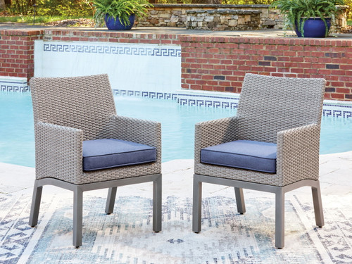 Half Moon Beach - Arm Chair With Cushion (Set of 2) - Blue / Gray