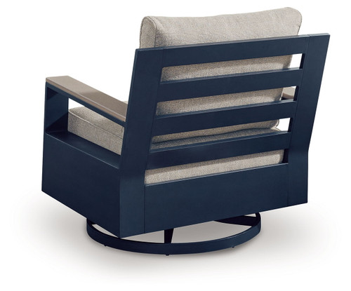 East Beach - Swivel Glider Chair With Cushion - Blue