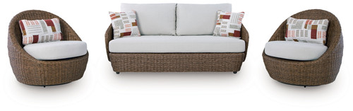 Double Point - Loveseat, Swivel Chairs Set (Set of 3) - Beige