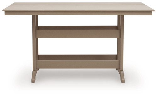 Seacliff Beach - Rectangular Counter Height Dining Table With Umbrella Option - Medium Brown