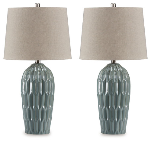 Hadbury - Ceramic Table Lamp (Set of 2) - Pale Blue / Teal