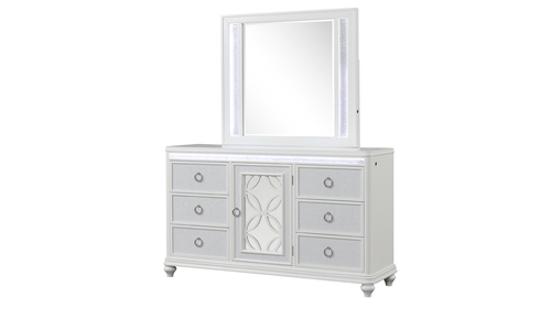 Abigale White Framed Bedroom Mirror with LED Accent Trim