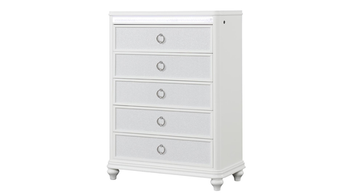 Abigale With Mirror Top Nightstand Bedroom Set Collection In White