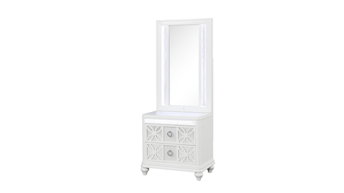 Abigale White 2-Drawer Mirror-Top Nightstand by Galaxy Home Furnishings