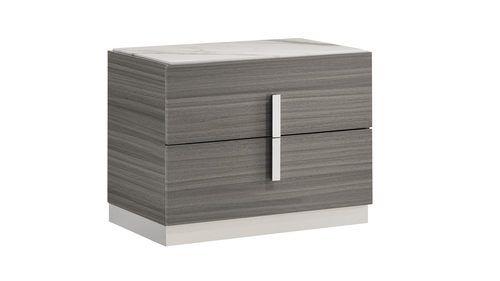 Altima Modern Gray 2-Drawer Nightstand with Faux Marble Top and White Base Accent by Galaxy Home Furnishings