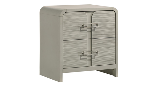 Aria Modern White High Gloss 2-Drawer Nightstand with Textured Wave Panels by Galaxy Home Furnishings