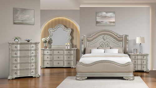 Bella Champagne Ornate Arched Wall Mirror