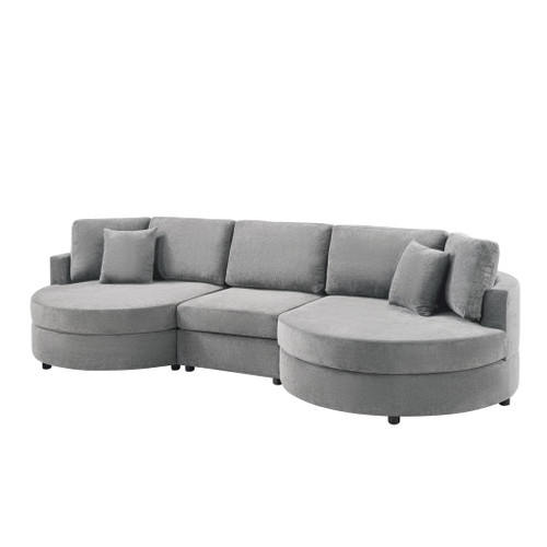 Modern 3 Seater Upholstered Sofa With Curved Design