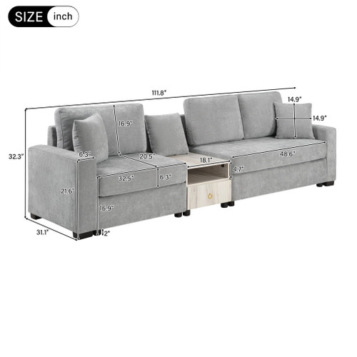 Modular Sofa Couch With Storage Armrest And Center Console