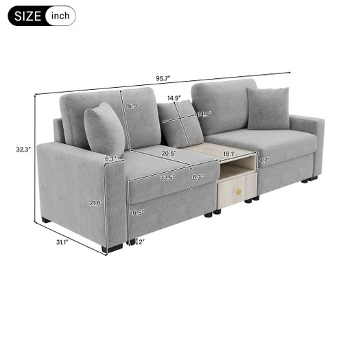 Modular Sofa Couch With Storage Armrest And Center Console