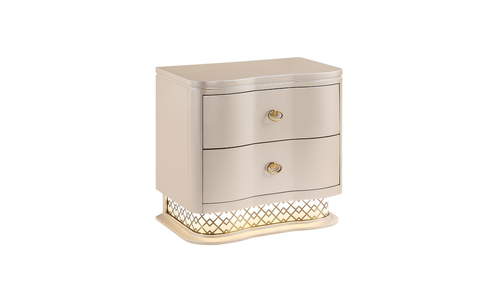 Flora Glam Champagne Beige 2-Drawer Nightstand with LED Light-Up Base by Galaxy Home Furnishings
